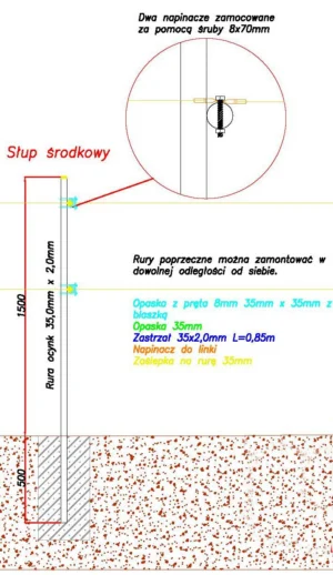 Słup środkowy pod uprawę L=2,0 m